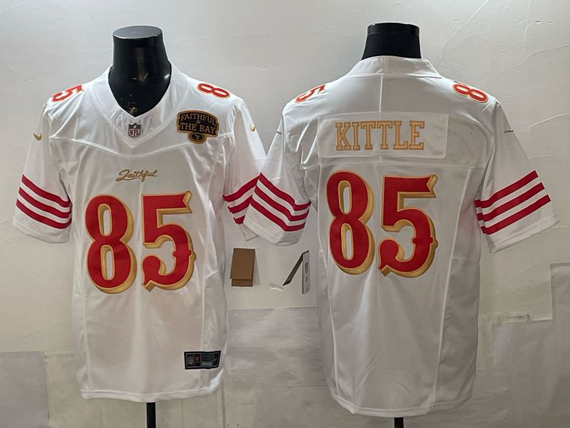 Men 2026 San Francisco 49ers #85 Kittle White Gold 5th generations Nike Limited NFL Jersey style 005